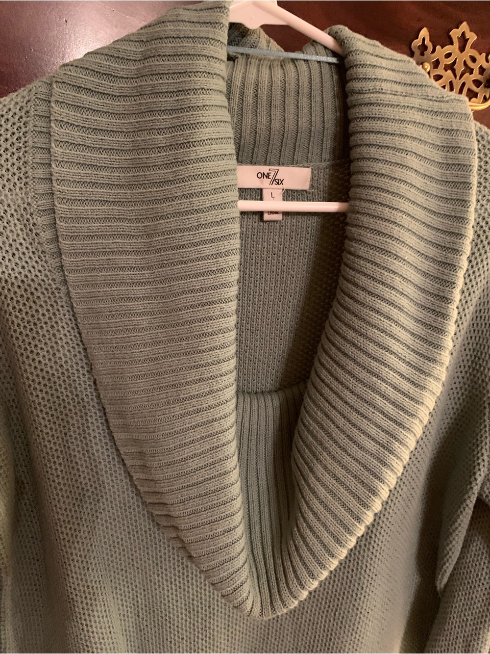 Light  Green Shawl Collar Sweater